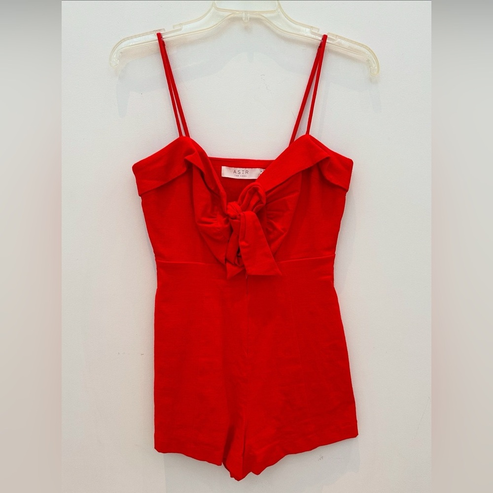 ASTR Bold Red Knot-Front Romper